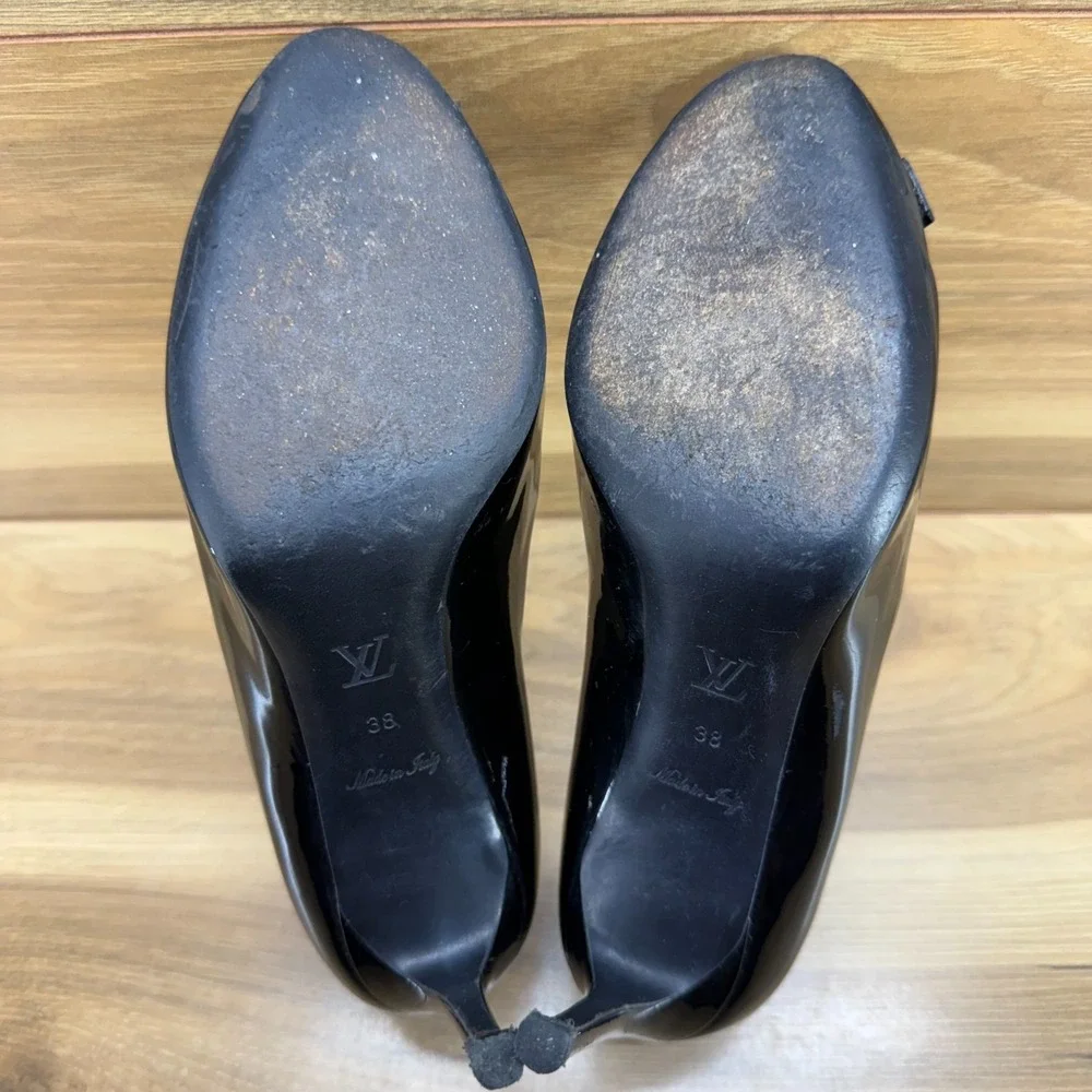 LOUIS VUITTON Bow Pumps 7.5 EU 38 Black Patent Leather